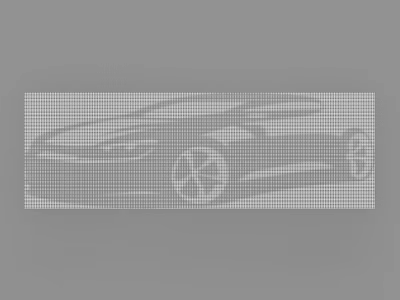 Abstract Dot Matrix Style Sports Car Silhouette With Streamlined Body And Wheel Details 3d model