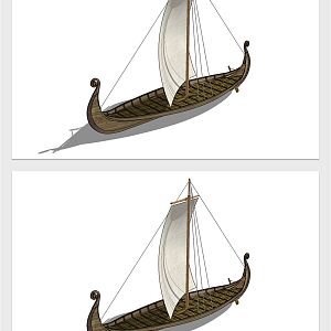 Modern Boat Sailing Wooden Boat Ancient Boat 3d model