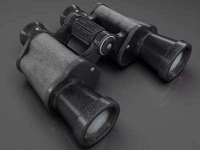 Vintage Black Binoculars Featuring Retro Design Adjustable Focus and Optical Glass 3d model