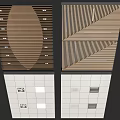 Various Modern Ceiling Designs With Wooden Slats Lighting And Square Panel Structures 3d model