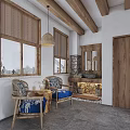Rustic Living Space With Wooden Beams Sofa And Bed
