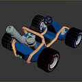 Blue Go Kart With Black Tires Gold Accents And Sporty Design