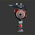 Red and White Mechanical Dog Robot Game Movie Character With Jointed Limbs And Sensor Eyes