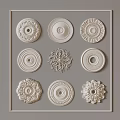 Ornate White Decorative Medallions With Various Embossed Patterns For Interior Design 3d model
