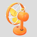 Orange Air Cooler Fan With Yellow Blades White Protective Grille Base And Red Button