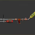 Unique Colorful Weapon With Red Yellow Silver Barrel Handle And Decorative Stickers