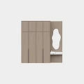 Minimalist Modern Wood Grain Entry Cabinet Side Cabinet With Irregular Art Mirror And Marble Shelf