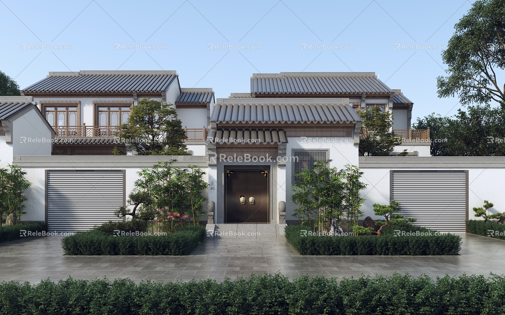 New Chinese-style single-family villa courtyard villa 3d model