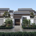 New Chinese-style single-family villa courtyard villa 3d model