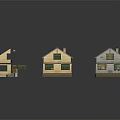 Miniature House Models With Tiled Roofs Green Windows And Varied Designs