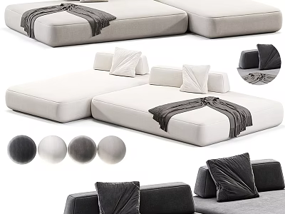 Modern Sectional Sofa With Modular Design Multiple Color Options Soft Cushions And Blankets 3d model