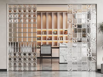 Modern partition glass brick glass partition 3d model