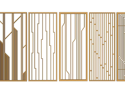 Modern Decorative Room Dividers With Geometric Patterns And Metal Frame Designs 3d model