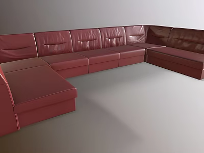 Modern Red Leather L shaped Corner Sofa and Coffee Table Set for Living Room 3d model