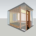 Traditional Japanese Room Interior With Tatami Mat Wooden Frame And Sliding Doors