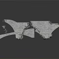Detailed Ancient Architectural Stone Models With Broken Fragments And Arch Structures