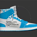 Blue And White High Top Sneakers With Text Details On Upper Design