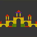 Colorful Building Blocks With Vibrant Colors And Castle Structure For Kids
