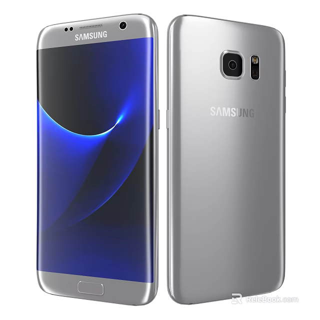 Samsung Silver Smartphone With Dual Camera And Blue Curved Screen Design 3d model 