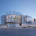 Modern Commercial Street Architectural Design With Glass Facade And Open Plaza Space