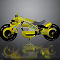 Yellow Modern Motorcycle With Sleek Design And Black Wheels Reflective Surface