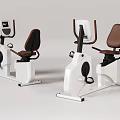 Stationary Exercise Bikes With White Frame Brown Seats And Control Panels For Home Gym