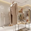 Modern Clothing Store Interior With Mannequins Clothes On Racks Plants Bright Lighting And White Flooring