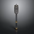 Slender Industrial Metal Equipment With Tower Like Top And Cylindrical Gold Base