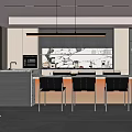 Modern Restaurant Interior Design With Bar Counter Black Chairs And Pendant Lights