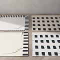 Various Square Rugs With Black White Grid Patterns For Modern Interior 3d model