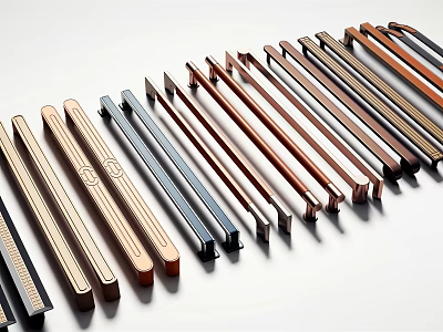 Modern Sleek Furniture Handles With Various Metal Finishes And Designs For Cabinets Drawers 3d model