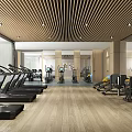 Spacious Modern Gym Interior With Treadmills And Strength Training Equipment 3d model