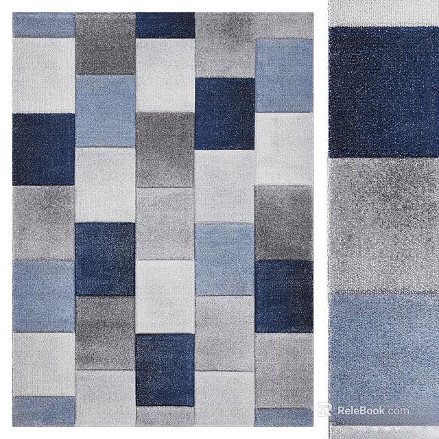 Blue Gray White Patterned Tiles For Modern Floor Wall Design 3d model