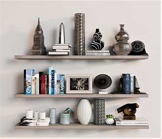 Modern Wall Shelf Jewelry Ornaments Book Vase Pagoda 3d model