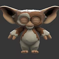 Cute Fantasy Creature With Big Ears Brown White Fur Closed Eyes Standing Pose