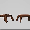 Modern Brown Curved Design Stools With Smooth Surface And Ergonomic Shape