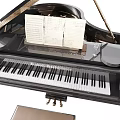 Elegant Steinway Sons Black Grand Piano With Open Lid Sheet Music And Wooden Bench