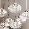 Elegant Modern Glass Chandeliers with Transparent Shades Hanging in Interior