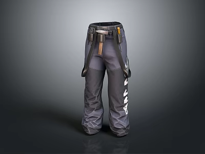 Durable Gray Cargo Pants With Adjustable Belt And Multiple Functional Pockets 3d model