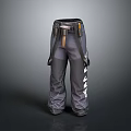 Durable Gray Cargo Pants With Adjustable Belt And Multiple Functional Pockets 3d model