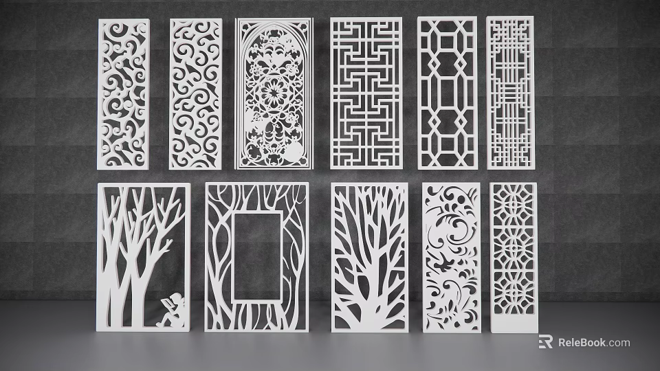 Decorative Laser Cut Room Dividers With Intricate Patterns And Modern Designs 3d model 