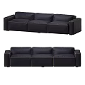 Modern Black Leather Three Seater Sofa With Armrests And Tufted Design 3d model