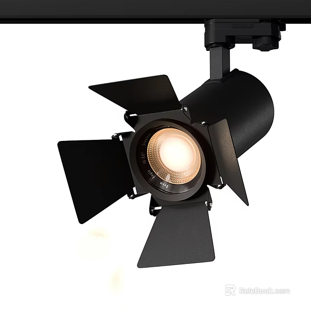 Modern Black Spotlight With Barn Doors For Home Illumination And Adjustable Design 3d model 