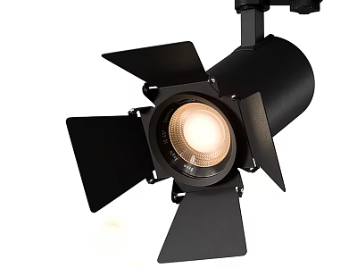 Modern Black Spotlight With Barn Doors For Home Illumination And Adjustable Design 3d model