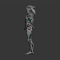 Game Movie Character With White Red Green Mechanical Armor And Futuristic Design
