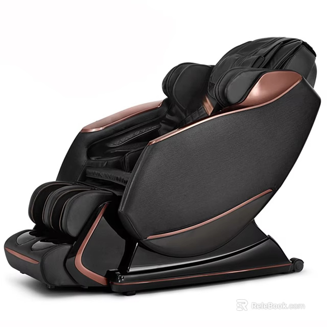 Modern Black Massage Chair With Rose Gold Accents And Ergonomic Leather Design 3d model 