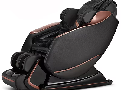 Modern Black Massage Chair With Rose Gold Accents And Ergonomic Leather Design 3d model