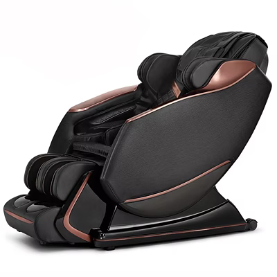 Modern Black Massage Chair With Rose Gold Accents And Ergonomic Leather Design 3d model