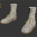 White Socks Boots with Fabric Upper Red Trim and White Laces Design