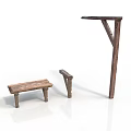 Rustic Wooden Furniture Collection With Bench Small Bracket And Large Shelf Bracket